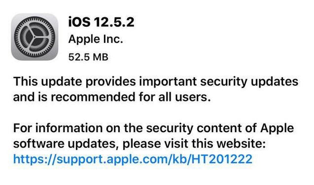 塔河苹果手机维修分享iOS12.5.2发布，建议所有老苹果用户安装 